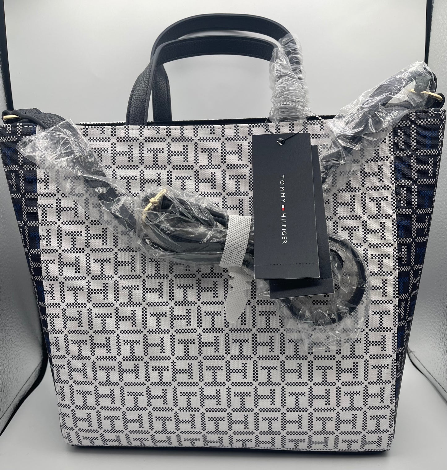 Tommy Hilfiger Women's Handbag Blue/White TH Metal Logo